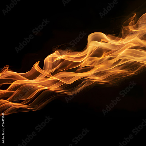 fantastic warm fire flame waves on black background 