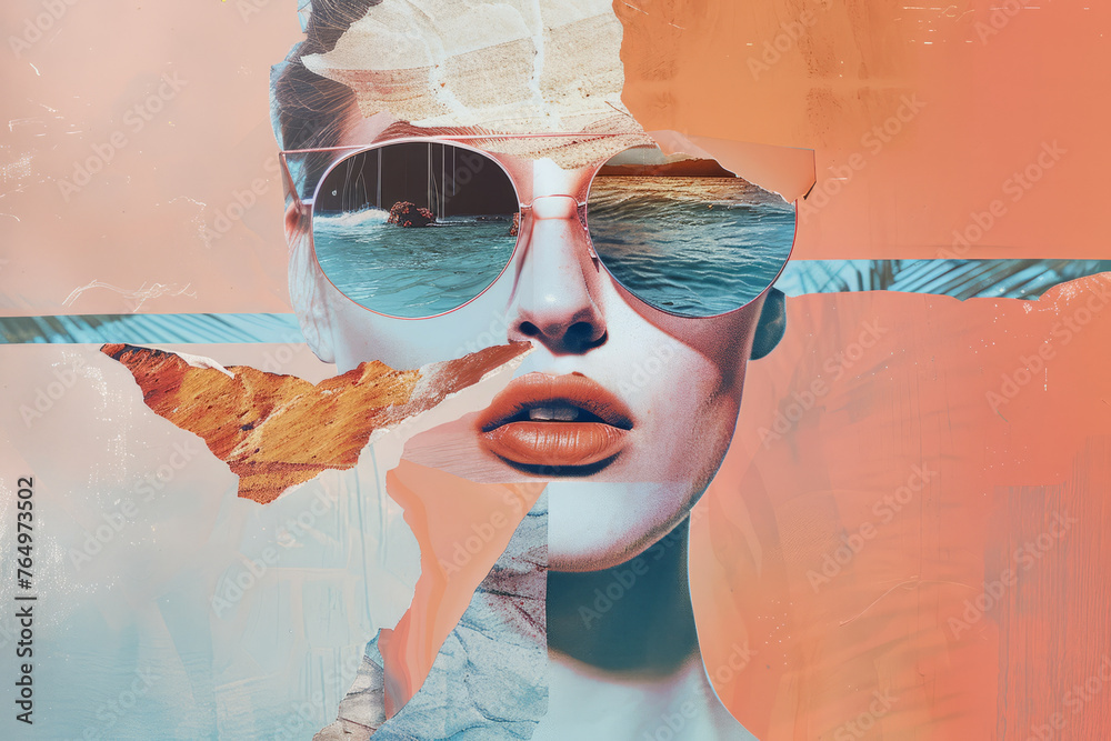 © ink drop - Portrait of a summer fashion woman. Abstract trendy art paper collage design © ink drop - Portrait of a summer fashion woman. Abstract trendy art paper collage design