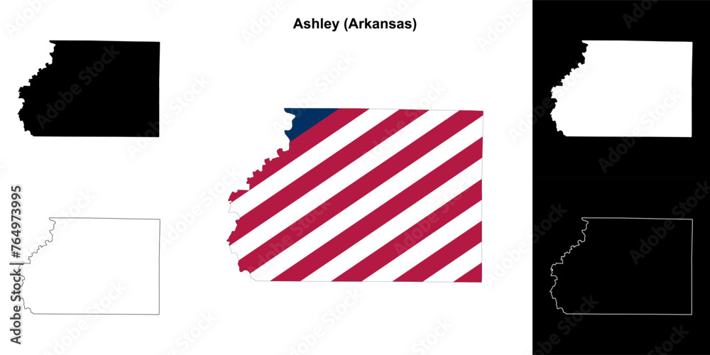 Ashley county outline map set