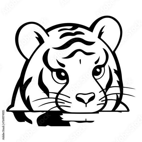 Cute tiger cartoon vector illustration. Isolated on white background.