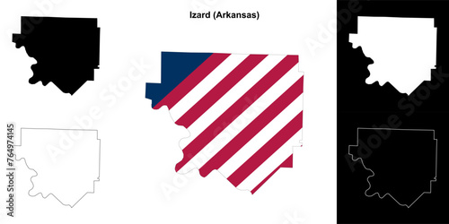 Izard county outline map set