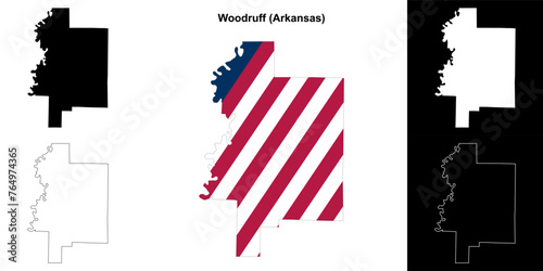 Woodruff county outline map set