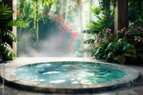 Tranquil Tropical Garden Spa Pool Oasis