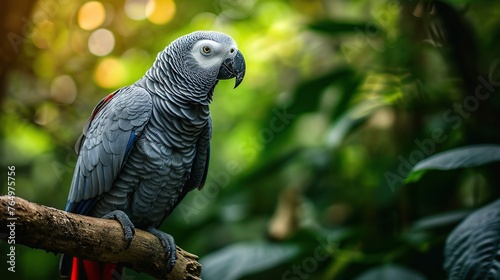 close up view of african gray parrot in cage