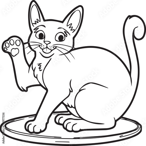 Cute cat coloring pages for coloring book. Cat outline vector. Playing cat coloring pages. Funny cat outline vector