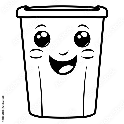 cute plastic coffee cup kawaii character vector illustration designicon photo