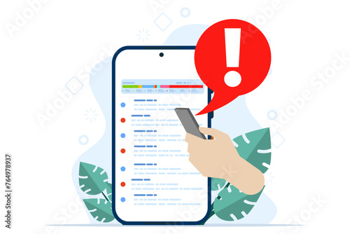 Full Folder Concept. Clean the memory or storage of your phone or computer. Full memory space notification. Modern flat cartoon style. Vector illustration on white background.