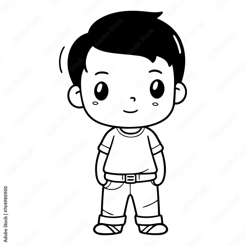 Cute little boy cartoon character vector illustration. Isolated on white background.