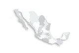 Mexico political map of administrative divisions - states and Mexico City. Grey blank flat vector map with dropped shadow.