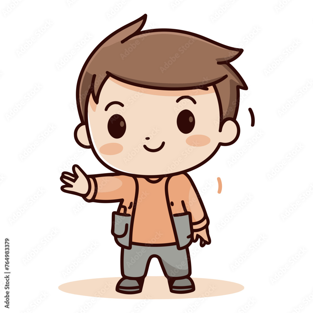 Cute Boy Wearing Casual Clothes Vector Character Cartoon Illustration