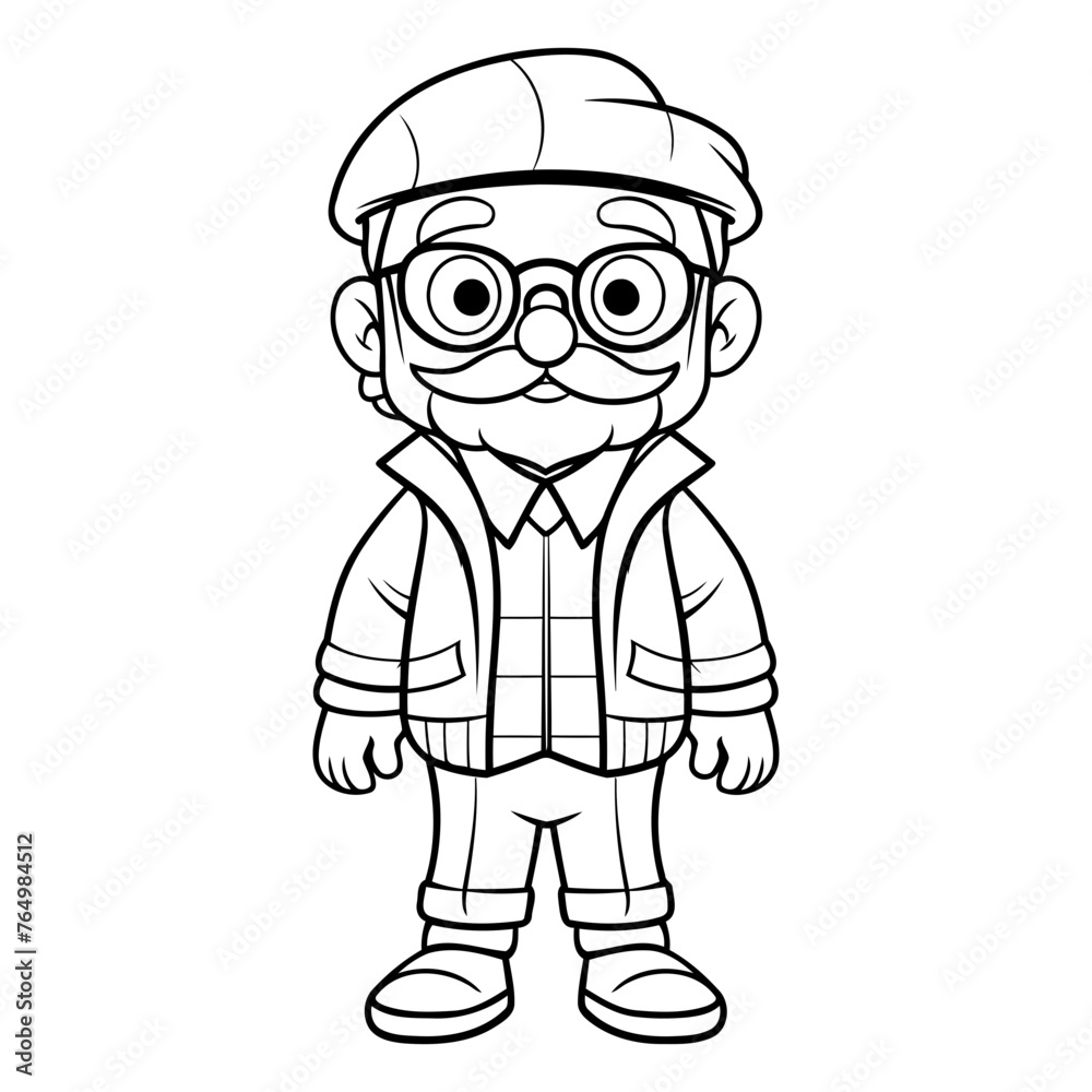 Grandfather Cartoon Character Mascot Vector Illustration. Grandfather Mascot