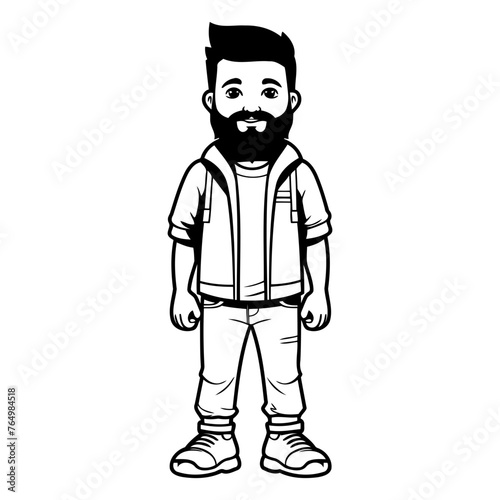 bearded man cartoon icon over white background. hipster style concept