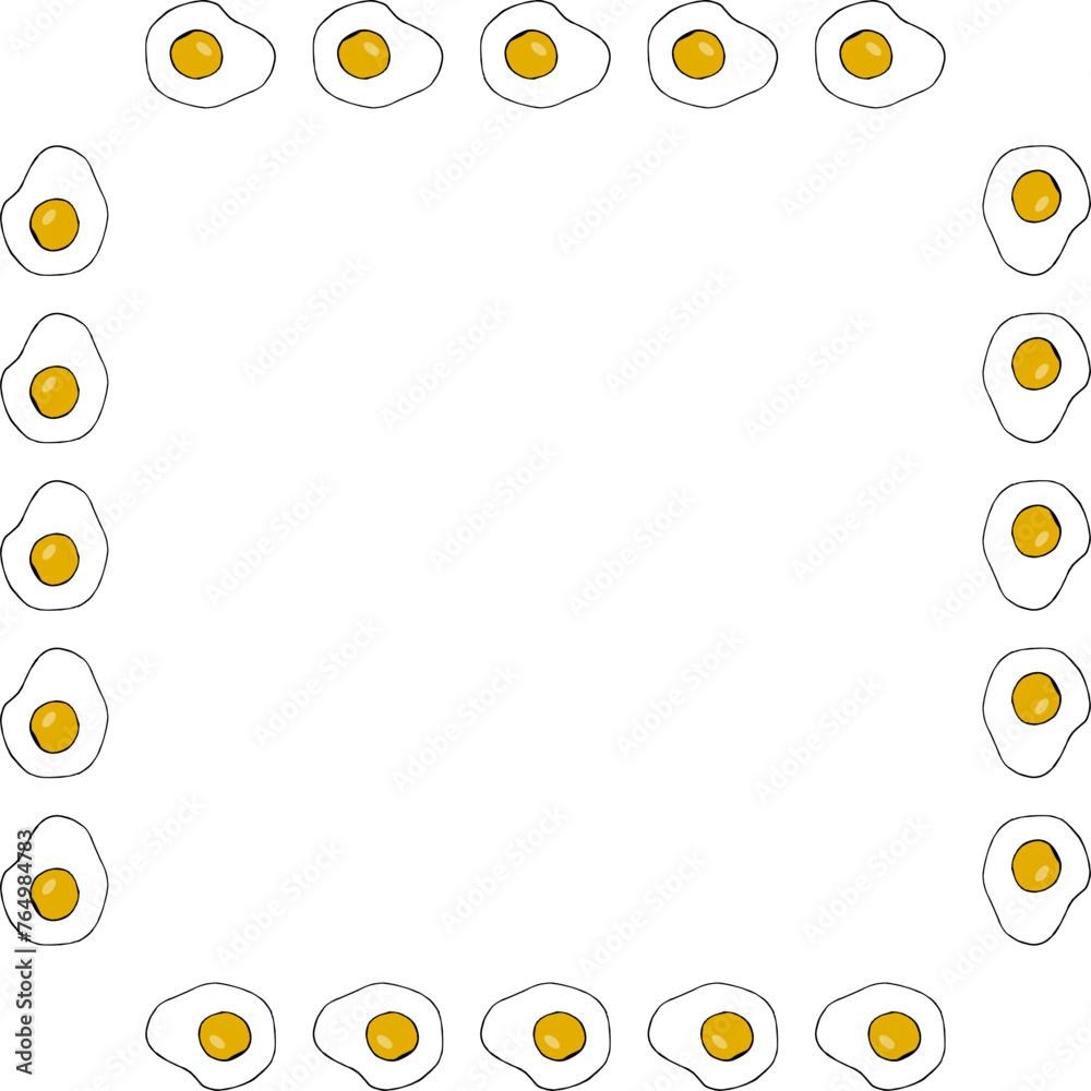 Square frame with fried egg on white background. Vector image. Square frame with fried egg on white background. Vector image.