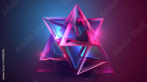 Isolated hologram figure isolated on a modern realistic background. 3D geometric shape. photo