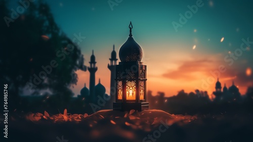 islamic lantern background Ideal for ramadhan festive, eid fitr, eid adha, islamic background , cozy, warm,  holidays, invitations, and decorations, ratio 16:9px © langithitam