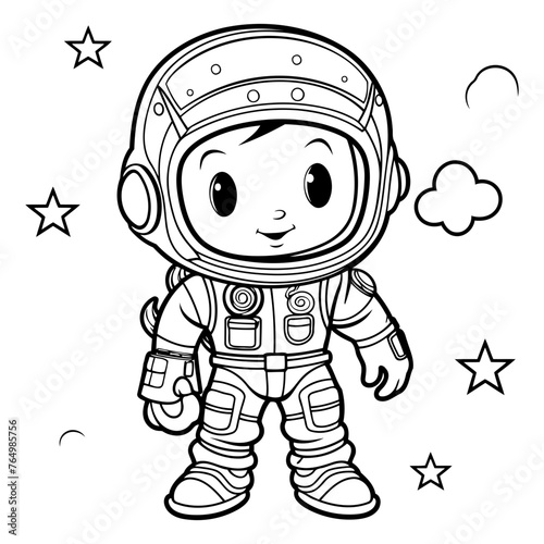 Coloring book for children: astronaut in space suit.