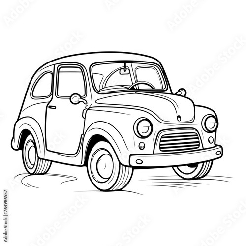 vintage car. hand drawing on a white background