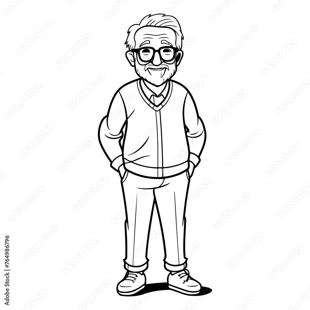 Elderly man with glasses cartoon pop art vector illustration graphic design