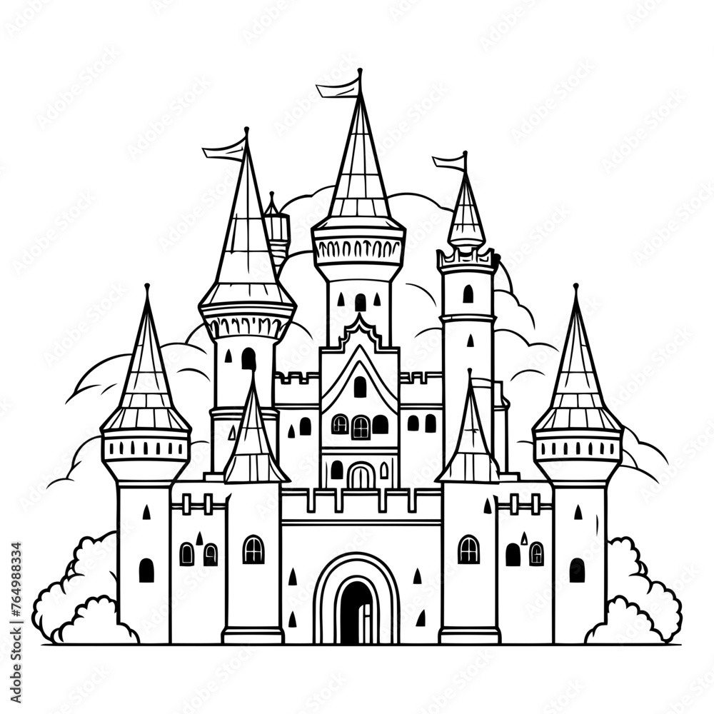 Castle design. Fairytale history medieval fantasy kingdom fairytale and story theme Vector illustration