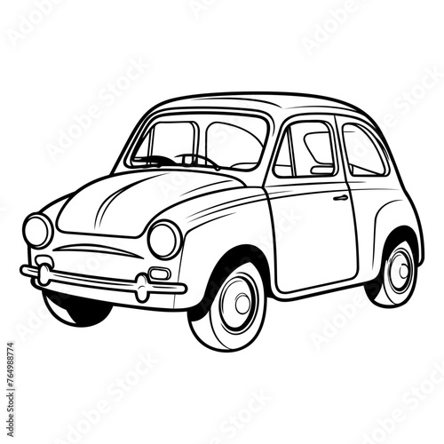 Vintage car isolated on white background. Hand drawn vector illustration.