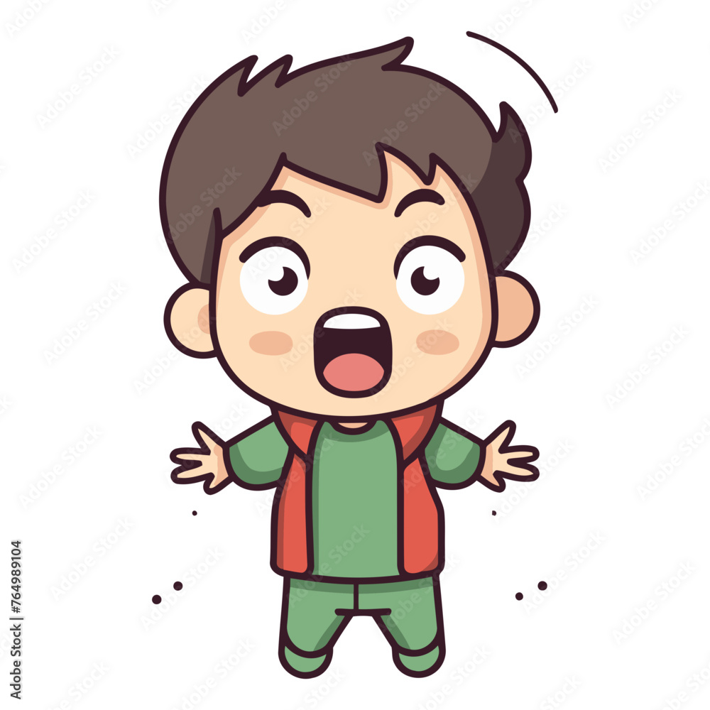 Surprised Boy - Cute Cartoon Vector Illustrationï»¿
