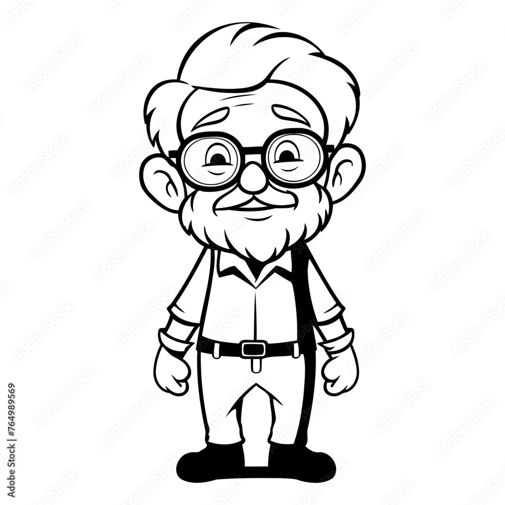Grandfather Cartoon Mascot Character Isolated Vector Illustration.