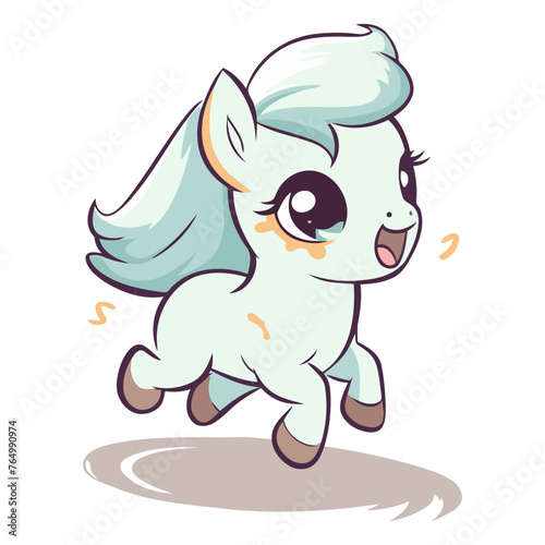 Vector illustration of Cute cartoon pony jumping isolated on white background.