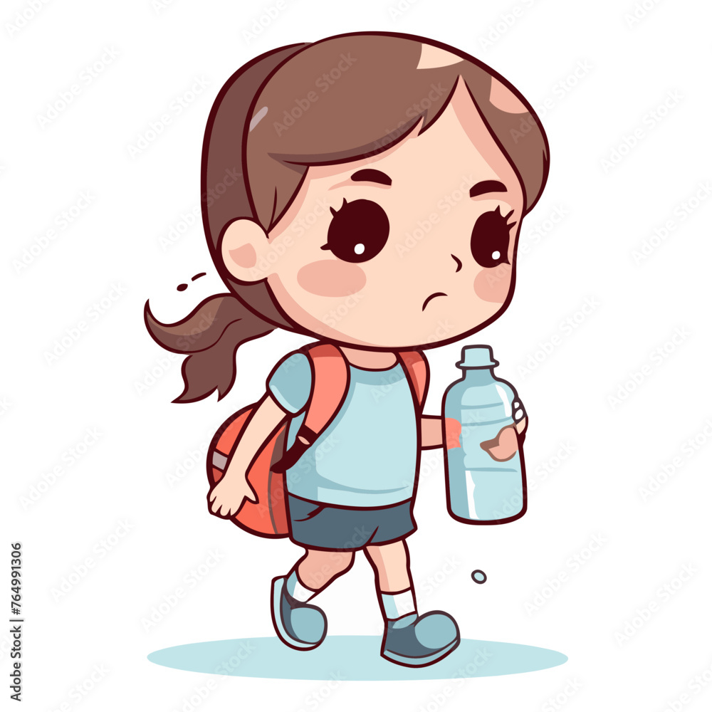 Cute little girl with a bottle of water.