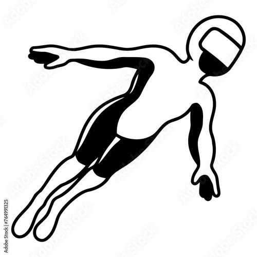 Cartoon diving icon. Cartoon illustration of cartoon diving vector icon for web