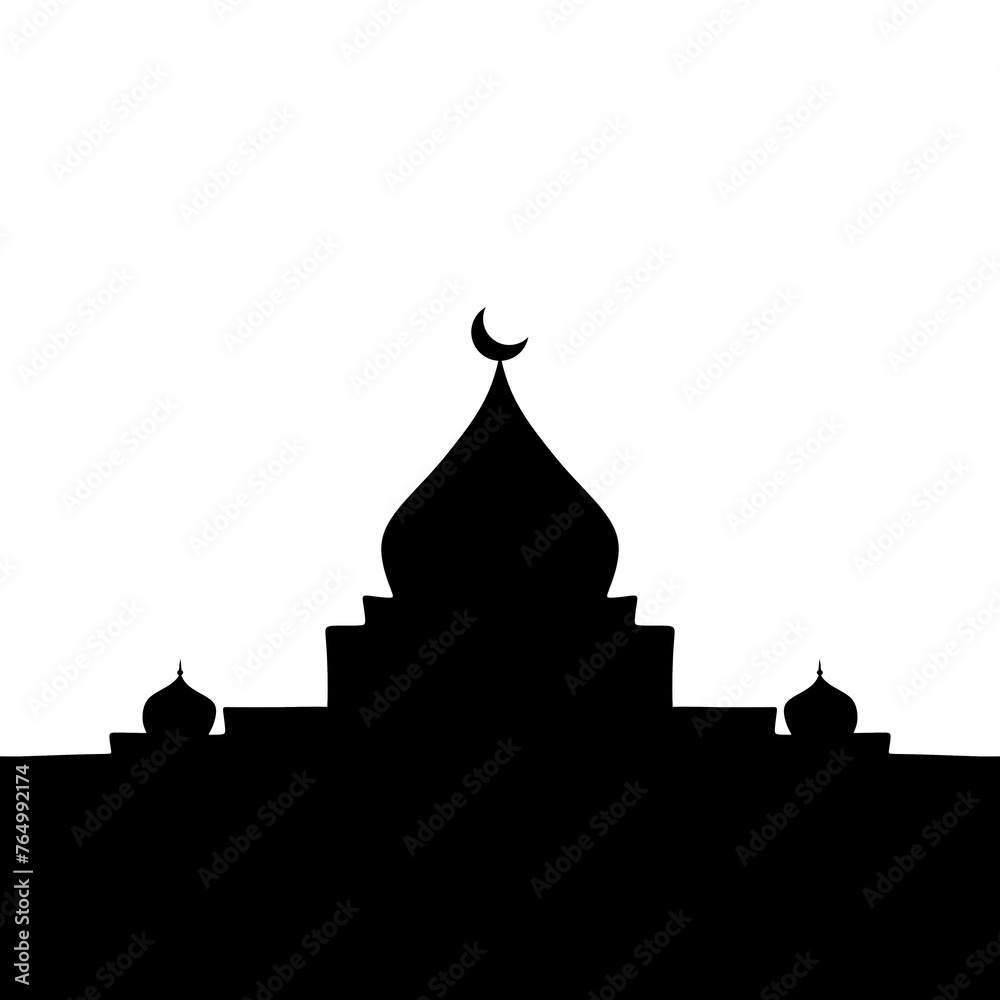 Ramadan kareem, mosques dome silhouette, islam religion 