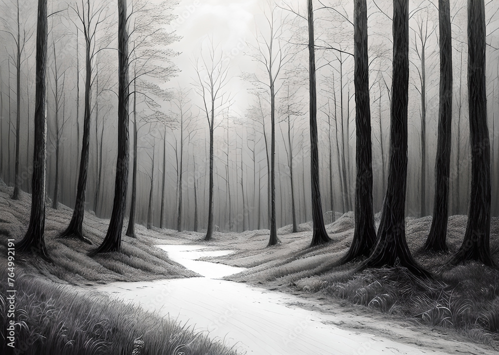 landscape in a fabulous forest, rainbow spectrum of colorful autumn trees in unusual neon lighting, fog background autumn fantasy painted, mountain and forest terrain, Generative AI landscape in a fabulous forest, rainbow spectrum of colorful autumn trees in unusual neon lighting, fog background autumn fantasy painted, mountain and forest terrain, Generative AI