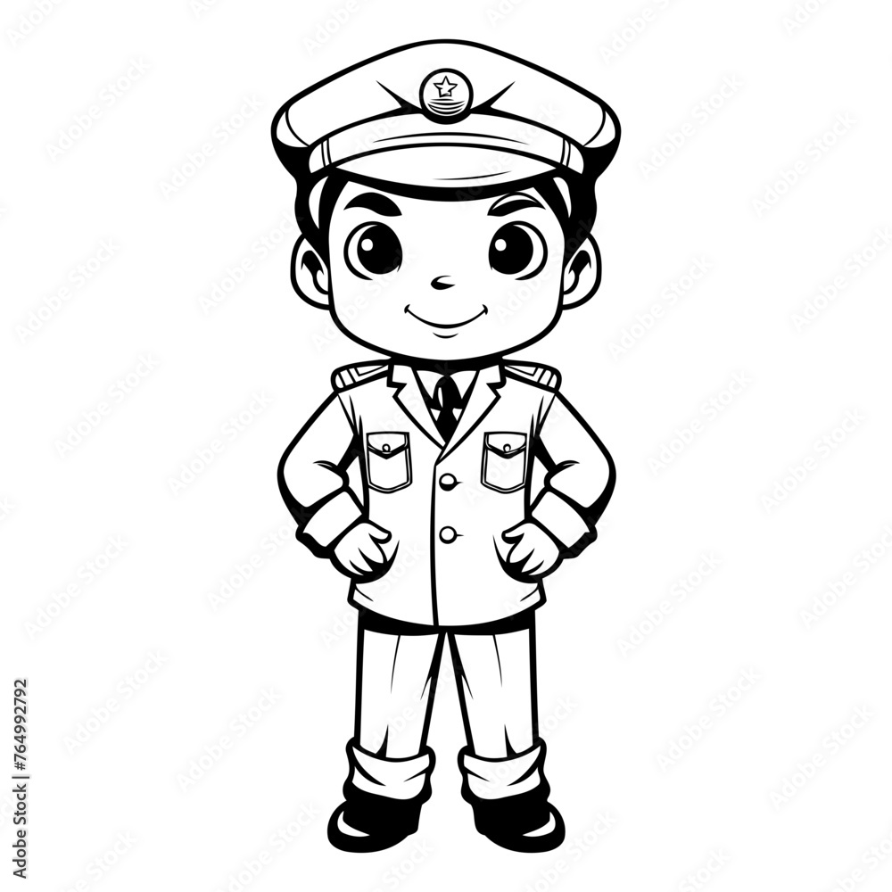 Cute Cartoon Policeman - Colored Vector Illustration. Isolated On White Background