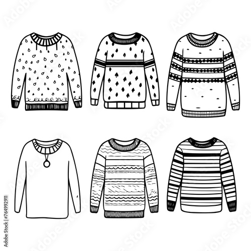Set of winter knitted sweaters for your design