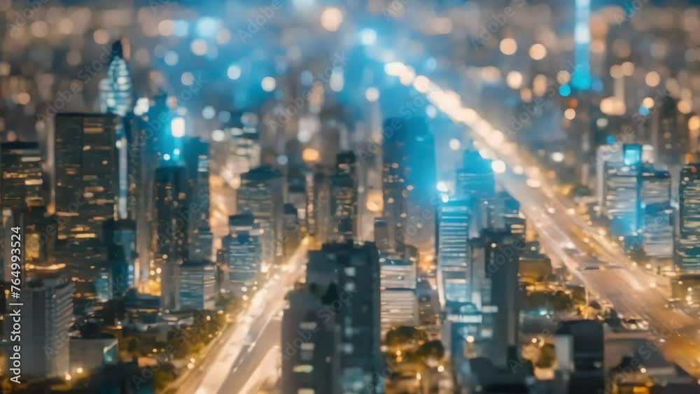 buildings in a big city at night, Futuristic network concept, city Technology, 4k footage, videos, video clip, short video buildings in a big city at night, Futuristic network concept, city Technology, 4k footage, videos, video clip, short video