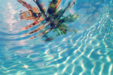 An abstract background featuring a palm tree reflected in a pool of water