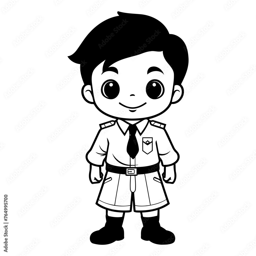 cute boy wearing scout uniform on white background vector illustration graphic design