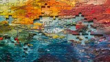 Jigsaw: A colorful jigsaw puzzle depicting a beautiful landscape