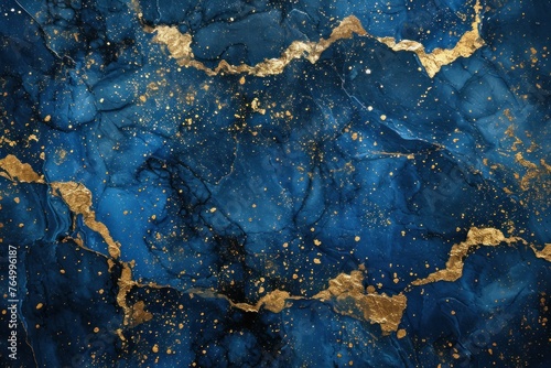 Creative Abstract blue gold. Sparkle bokeh. Generate Ai