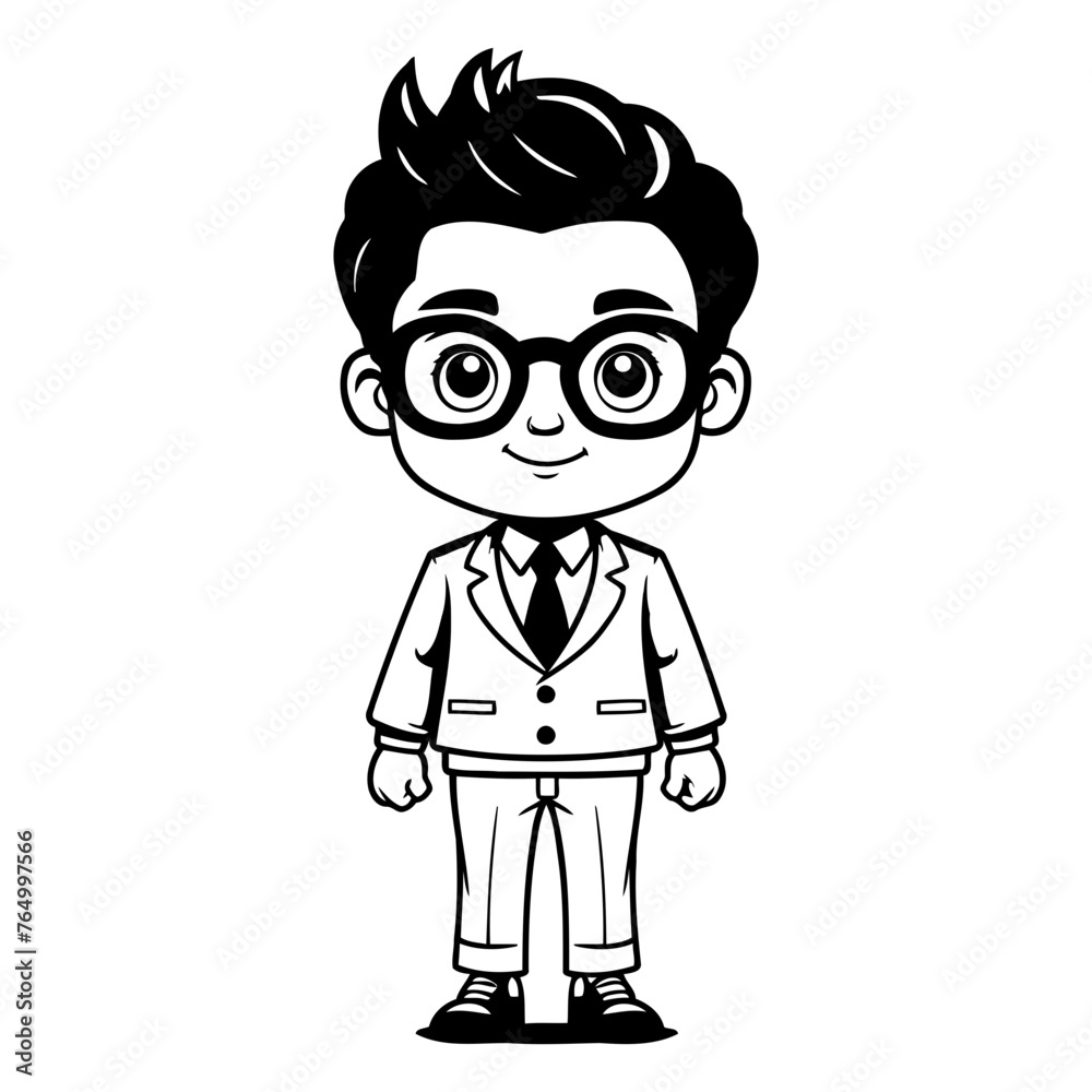 cute boy with glasses and blazer isolated icon vector illustration design
