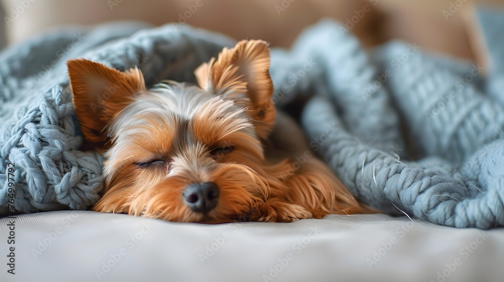 yorkshire Terrier Resting on Sofa in Comfort yorkshire Terrier Resting on Sofa in Comfort