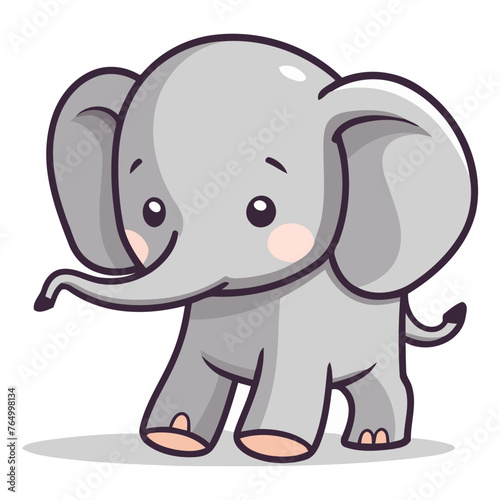 Cute cartoon elephant isolated on a white background.