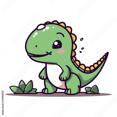 Cute cartoon dinosaur on white background for children.