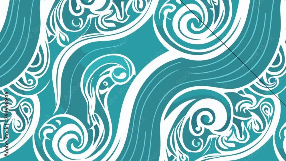 Blue and white sea wave seamless pattern. Loop Background Animation Blue and white sea wave seamless pattern. Loop Background Animation