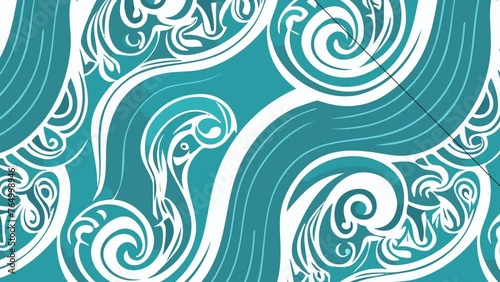 Blue and white sea wave seamless pattern. Loop Background Animation