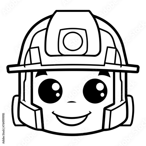 cute fireman face with helmet vector illustration designicon vector illustration design photo