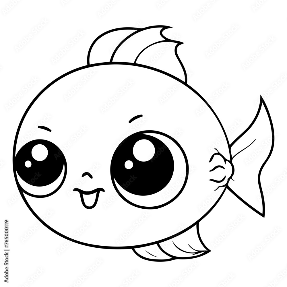 Cute cartoon fish isolated on a white background.