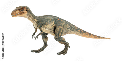 A raptor dinosaur isolated on transparent background.