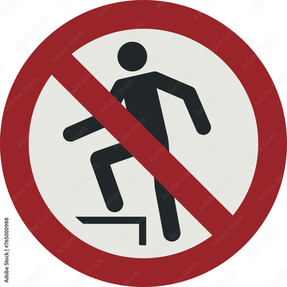 PROHIBITION SIGN PICTOGRAM, No stepping on surface ISO 7010 - P019.eps PROHIBITION SIGN PICTOGRAM, No stepping on surface ISO 7010 - P019.eps
