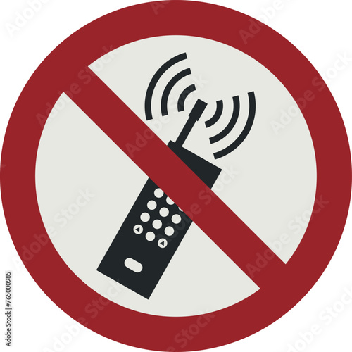 PROHIBITION SIGN PICTOGRAM, No activated mobile phone ISO 7010 - P013.eps