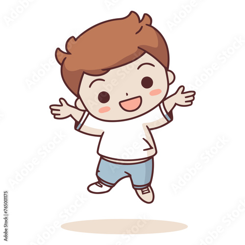 Cute little boy running vector illustration. Cartoon character boy running. © Waqar